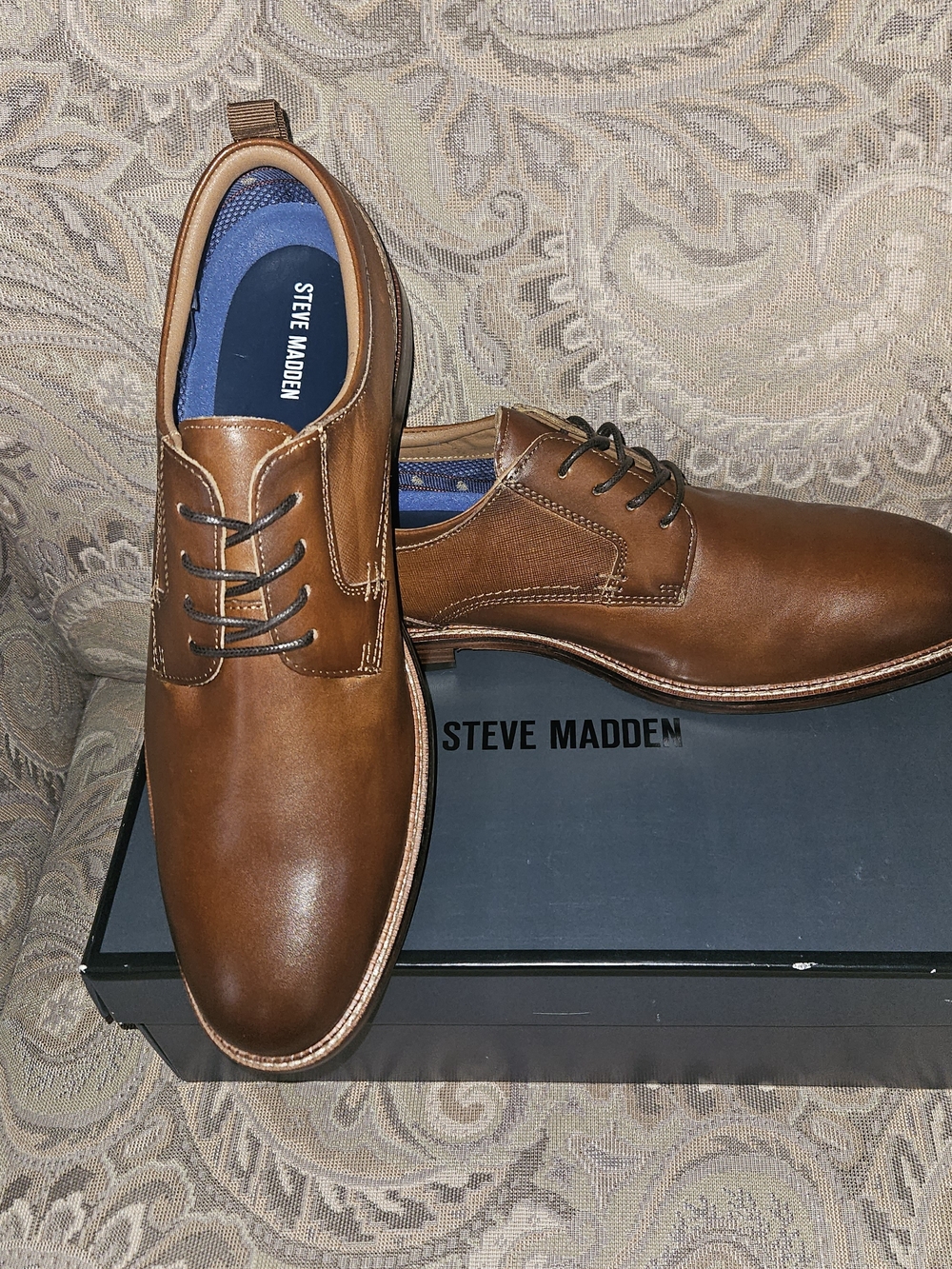 STEVE MADDEN Evan Menโs Brown Genuine Leather Derby Shoes
